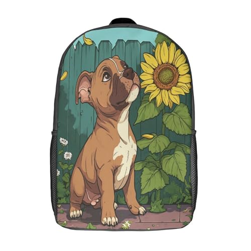 Sac à dos bouledogue français 3D de 17 pouces pour école et voyage