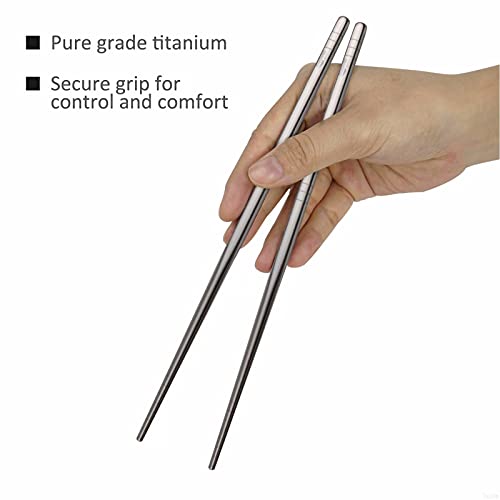 TITECOUGO Lightweight Titanium Chopsticks Portable Camping Flatware 19g - Thumbnail 4