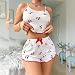 Gatamiau Schlafanzug Damen Kurz Zweiteiliger Pyjama Set Herz-Print Cami Top und Shorts Ärmellos Nachtwäsche Sexy Loungewear (DE/NL/SE/PL, Alphanumerisch, M, Regular, Regular, Weiß-Kirsche)