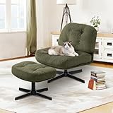 FelixKing Swivel Accent Chair with Ottoman for Bedroom, Living Room & Apartment, Olive Green