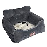 🐶 【Strapazierfähig und wasserabweisend】 Der Autositz für Hunde ist aus wasserdichtem, hochfestem Oxford 900D Gewebe, das hypoallergen ist und keine giftigen oder schädlichen Materialien enthält. Das Design der Unterseite ist rutschfest.