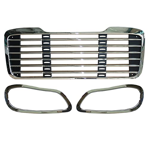 Grille with Headlight Bezel Chrome Pair - Driver and Passenger Side (Fit: Freightliner M2 100 106 112)