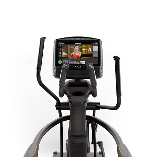 Image of Matrix Fitness A30 Ascent Elliptical with XIR | 16 inch Touchscreen (WiFi+BT+HDMI) | Low Impact Workouts, Full Body Cardio | Space Saving Compact Design, Suspension Elliptical with Adjustable Incline