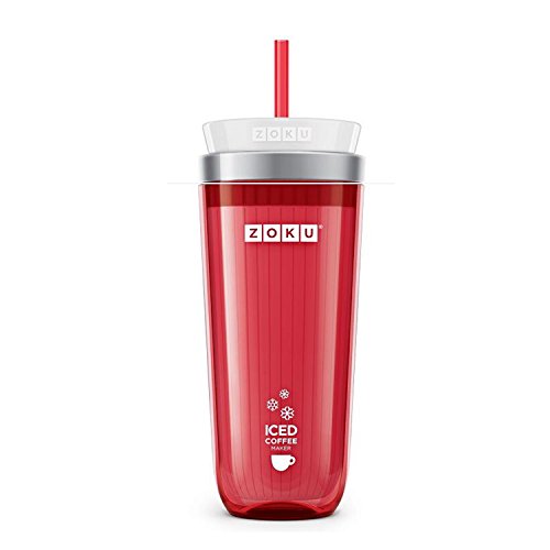 Zoku Iced Coffee Maker, Preparador de Café Helado, Vaso de Café Helado, Rojo, 325 ml, ZK121-RD
