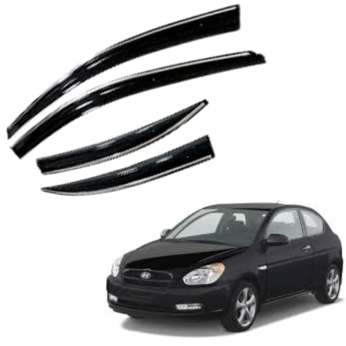 Image of CAR SAAZ Chrome Line Door Visor for Accent (2010-2013)(Set of 4Pcs) | Rain Guard | Wind Deflector
