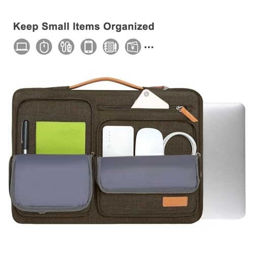 Image of MOSISO 360 Protective Laptop Case 13.3 inch, 13-13.3 inch Laptop Sleeve Compatible with MacBook Air /Pro 13 / Pro 14,HP Dell Acer ASUS,Side Open Carrying Case with 4 Zipper Pockets&Handle, Carob Brown