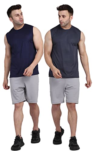 Image of Men's Regular Fit Sleeveless T-Shirt (Pack of 2)