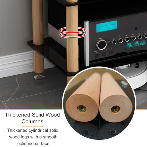 Gabinete Receptor Estéreo Soporte para Medios AV, Multifuncional Estante de Audio, Equipo HiFi Estante for Componentes de Audio y Vídeo de 1/2/3/4 Niveles(Black,45cm/17.7in) - imagen 4