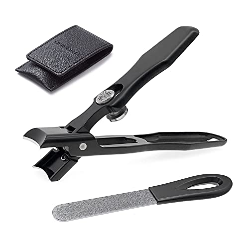 Vogarb Toenail Clippers For Thick Nails Safety Lock Extra Large Wide Jaw Opening Premium Nail Clippers With File Heavy Duty Fingernail Cutter No Splash For Men Women Adult Seniors (Black With File) #TOP1