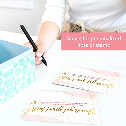 T Marie 100 Large Gold Foil 4X6 Thank You Postcards Small Business Supplies For Boutique Shops - Gold And Pink Thank You For Your Order And Thanks For Supporting My Small Business Cards - Bulk Thank You For Shopping Cards #TOP3