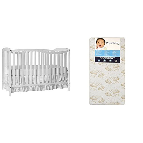 Dream On Me Chelsea 5-in-1 Convertible Crib with Dream On Me Spring Crib and Toddler Bed Mattress, Twilight