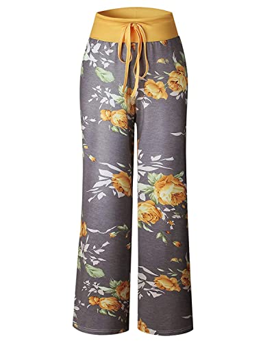 Image of NEWCOSPLAY Women's Comfy Pajama Pants Casual Drawstring Palazzo Lounge Wide Leg Pants