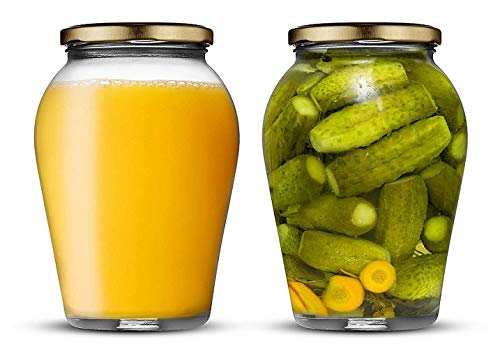 Image of Ash & Roh Big Pot Glass Jar Kitchen Storage Glass Jars & Containers With Airtight Metal Lid - (1000 Ml /1 Ltr /1 Kg) - Set Of (12) - Clear