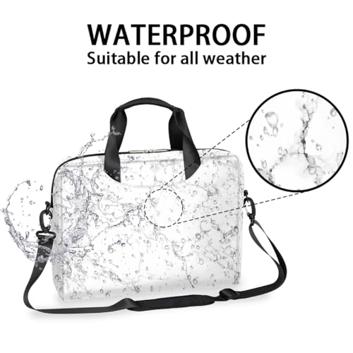Mochila para laptop negra con diseño textura mármol blanco miniatura 3
