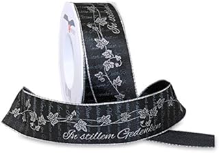 PRÄSENT Remember Gift Ribbon Black, 22 Yards and 1/6 inches Width, Ribbon for Decorating and Handicrafts, for Funerals, 20 Meter Spool
