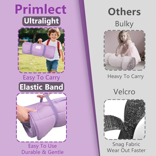 Image of Primlect Toddler Nap Mat, Portable Rolled Sleeping Mat | 51 inchx31 All-in-One Sleeping Bag with Removable Pillow and Soft Blanket, Machine Washable, for Daycare Travel, for Boys Girls