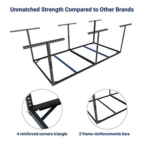 Fleximounts 4X8 Overhead Garage Storage Rack Without Decking,Garage Storage Organization System,Heavy Duty Metal Garage Ceiling Storage Racks,600Lbs Weight Capacity,Black thumb #3