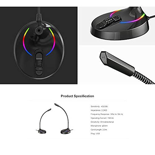 Microfone De Mesa Gamer Profissional Pc Usb Led Rgb Jogos