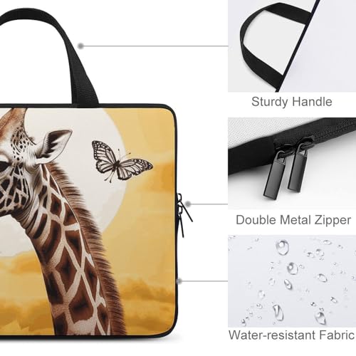 Housse ordinateur portable 30,5 cm antichoc avec fermeture zippée motif girafe