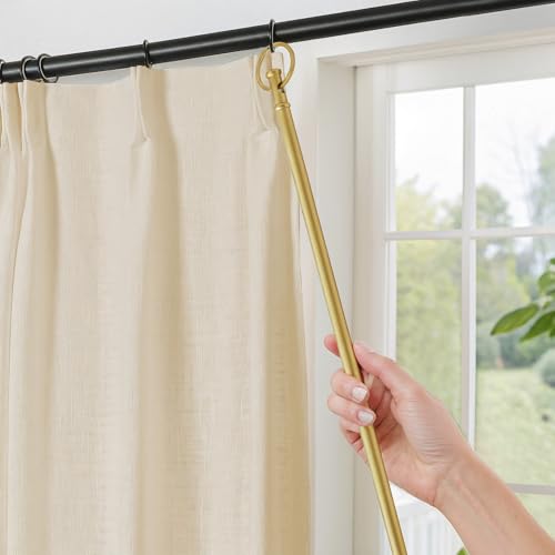 ChadMade Drapery Pull Wand 45 inch Metal Curtain Pull Rod for Opening and Closing Curtains Pull Wand for High Hanging Drapes (Gold 45 Pull Wand)