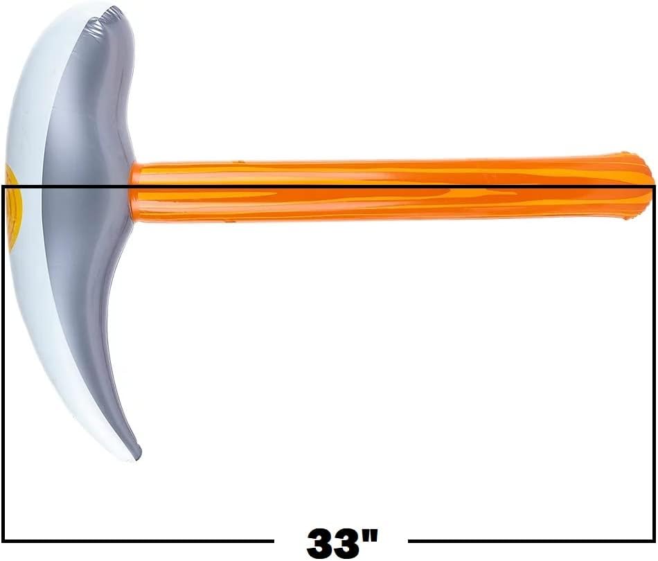Pick Axe Inflate (33") Wood and Silver Color. Inflatable Toy Kids Tool. Party Favor