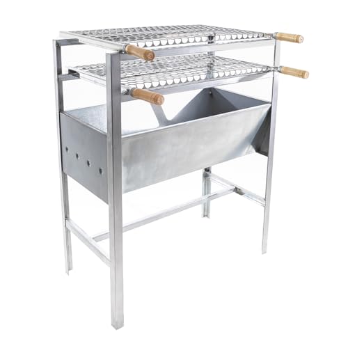 Churrasqueira Portatil de Aço Grande Com 2 Grelhas Inox, Grill Viana