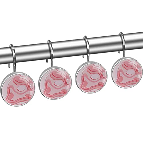 Crochets rideau de douche anti-rouille glisse fluide rose