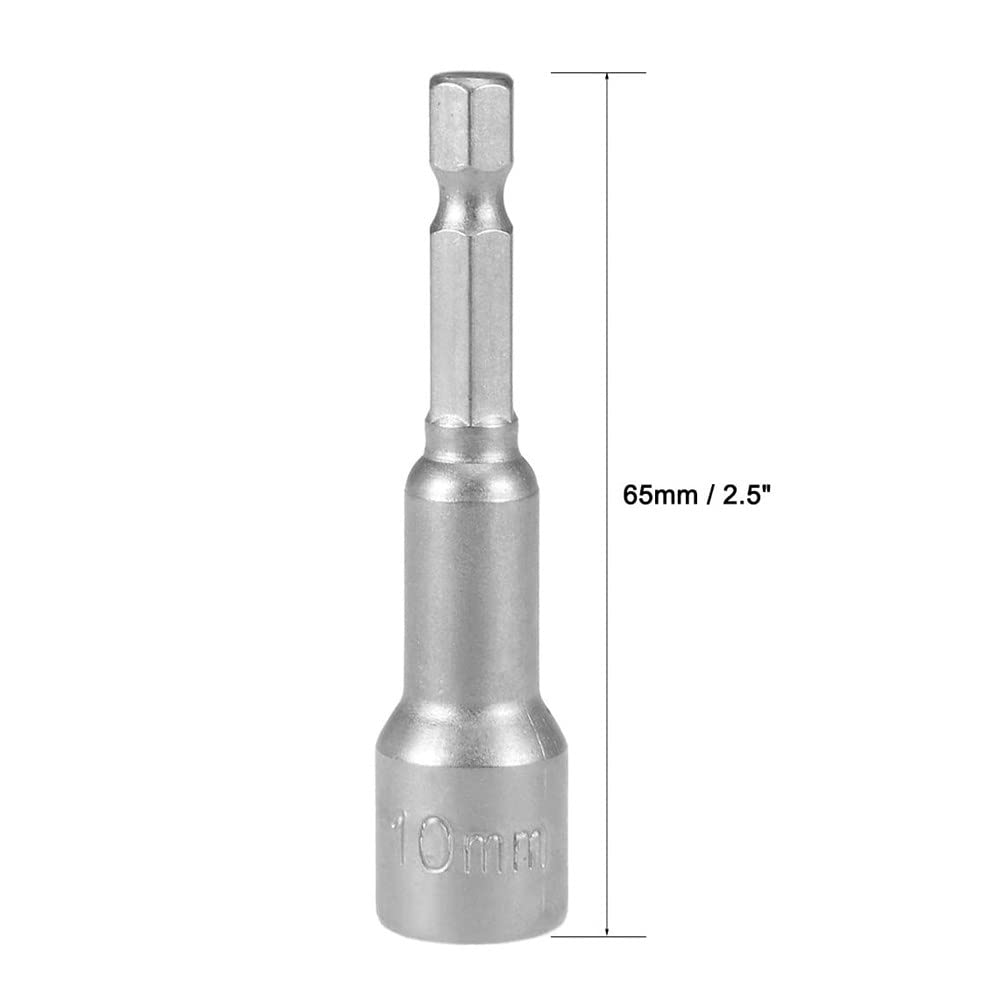Destornillador de tuerca magnética de vaso de impacto de 6 mm-19 mm Juego de llaves hexagonales de 1/4 Adaptador de broca para taladros eléctricos Kit de enchufe de controladores de impacto, 6,15 mm (