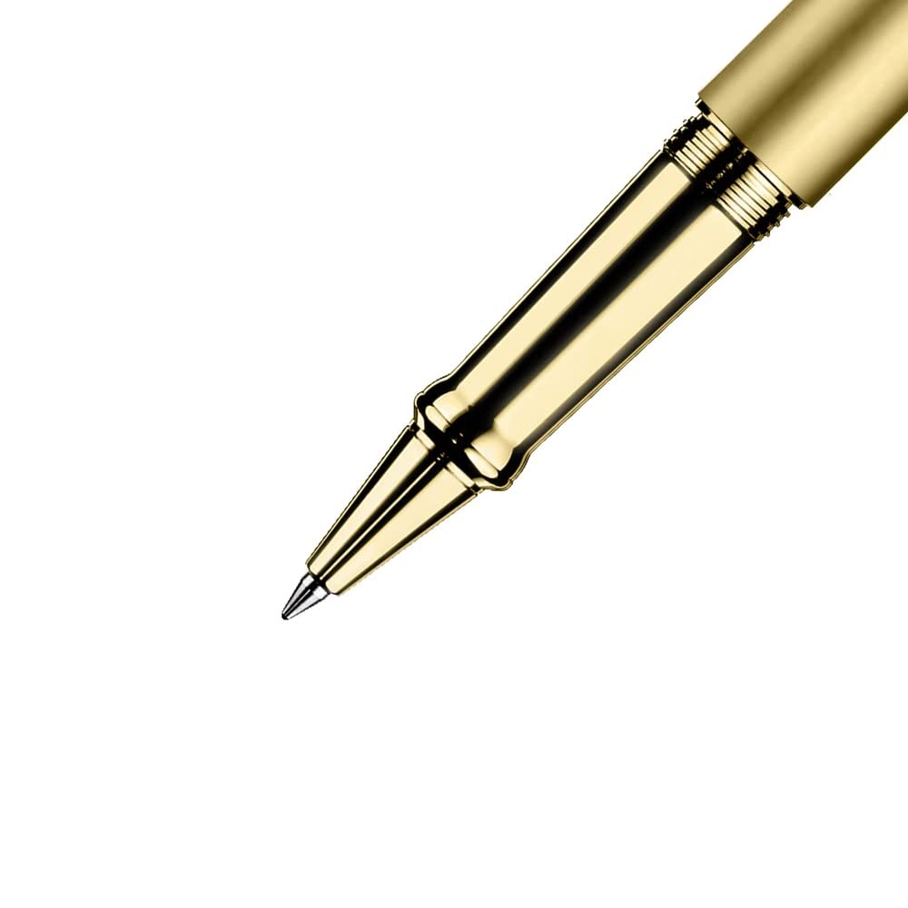 Otto Hutt 009-11623 - Tintenroller Design 04 in Gold - Rollerball aus Metall hergestellt, Länge 13,3 cm, Durchmesser 10,8 mm