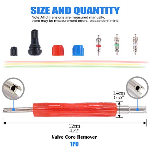Glarks 148Pcs Tire Valve Car Air Conditioner Valve Core Kit, Tyre Air Valve Cap Tire Valve Core Tire Valve Stem Air Conditioning Valve Core With Dual Head Valve Core Remover Tool 6 In1 Tire Repair Set #TOP1