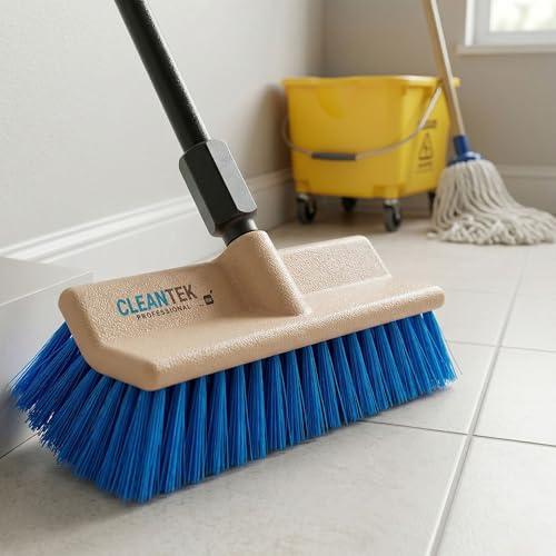 Image of Restaurantware-Brush Head ONLY: Clean Tek Professional 9.5 Inch Bi-Level Brush Head, 1 Stiff Bristle Deck Cleaning Tool - Handle Sold Separately, Heavy-Duty, Wood Scrubber, for Cleaning Deck Stain