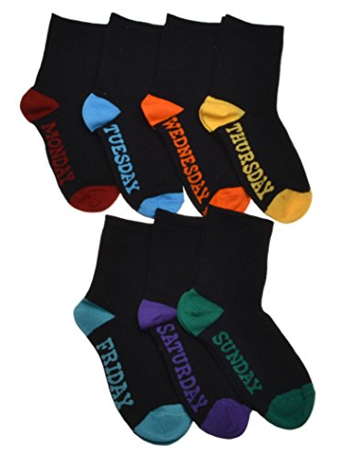 WB SOCKS Calcetines para niños Days of the Week, color negro, 7 pares por paquete, 4-5 años