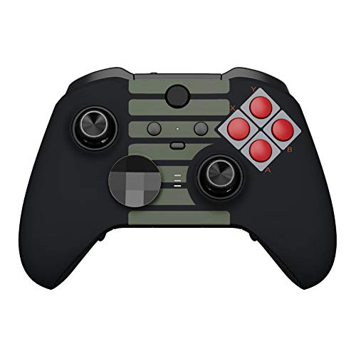 eXtremeRate Classic NES Style Faceplate Cover, Soft Touch Front Housing Shell Case Replacement Kit for Xbox One Elite Series 2, Xbox Elite 2 Core Controller Model 1797 - Accent Rings Included