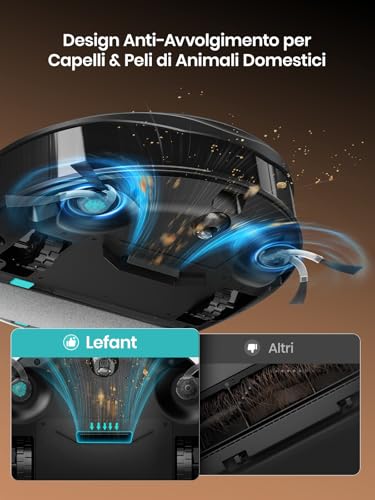 Lefant M210PRO OMNI Robot Aspirapolvere Lavapavimenti con Mappatura, 18000Pa, Rullo Autopulente, Lavaggio Acqua Pulita, Laser dToF, Evita PSD, Anti-Groviglio, Compatto, WiFi 2.4G/5G/Alexa/APP - Immagine 5