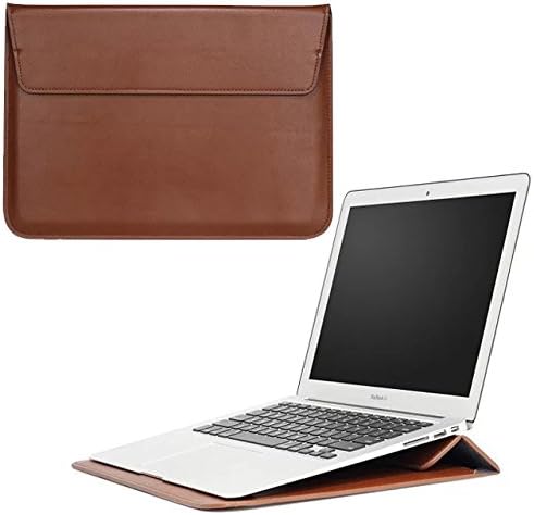 13.3 inch PU Leather Slim Laptop Sleeve Protective Case Bag with Stand Fit for 12.5-13.3 Ultra Thin HP Lenovo Asus MacBook Air Pro Dell LG Gram XIDU Samsung Notebook Ultrabook (13.3 Inch, Brown)