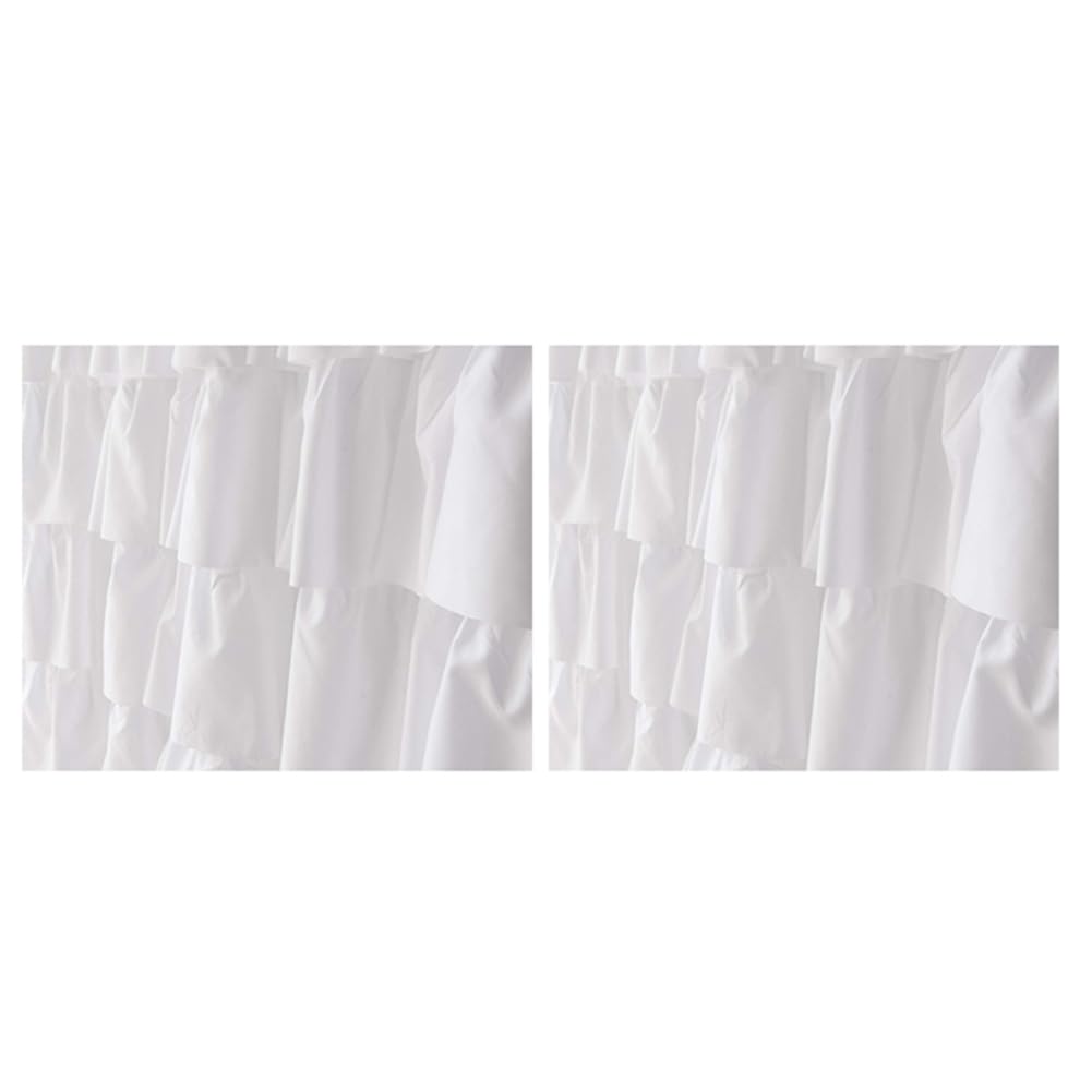 Rideau de douche à volants blanc en polyester doux de qualité supérieure pour baignoire chic