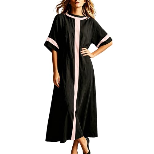 Robe chemise longue bicolore coupe ample au design fluide asymétrique