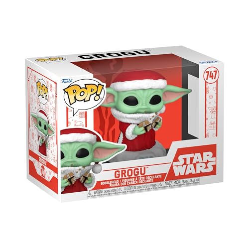 Funko Pop! Star Wars: Mando Holiday - Grogu (The Child, Baby Yoda) - The Mandalorian - Figura de Vinilo Coleccionable - Idea de Regalo- Mercancia Oficial - Juguetes para Niños y Adultos - TV Fans