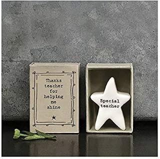 East of India MINI Matchbox Thanks Teacher For Helping Me Shine Porcelain Gift | Thank you Teacher Present | Letterbox Gift | Keepsake Gift for Teacher