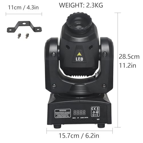 (2Pack) LED Moving Head Light Mini 30W DJ Moving Head Gobo Light mit 8 Gobos und 8 Farben, DMX und sprachgesteuertem Stage Strobe Spotlight für Hochzeit, DJ, Party, Club, Disco, Beam Lights