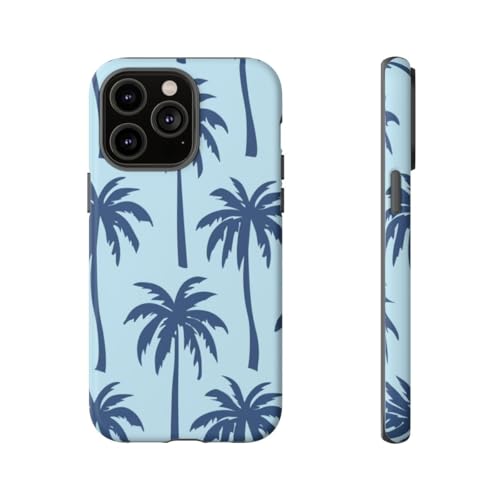 Coque rigide mate iPhone 14 Pro Max motif palmier bleu premium