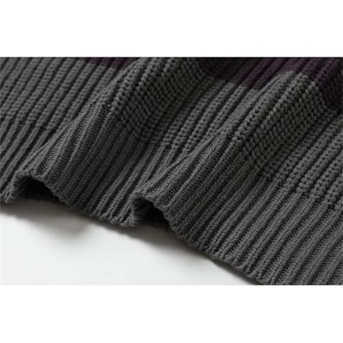 Men Striped Knit Sweater Crew Neck Harajuku Warm Lightweight Loose Casual Pullover Jumpers4