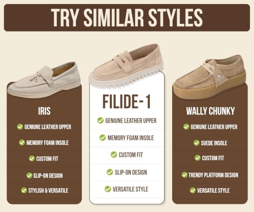 Image of Project Cloud 100% Genuine Leather Loafers for Women - Memory Foam Insoles Slip On Shoes for Women - Lightweight Womens Shoes - Non Slip Womens Loafers (Filide1)