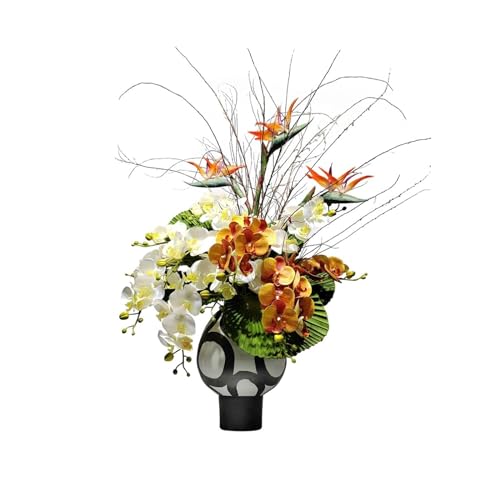 Flores artificiales en jarrones Planta de simulación bonsái, ramo de flores artificiales decorativo, flores creativas, mesa de centro, adornos de mobiliario suave de escritorio Decoración de mesa