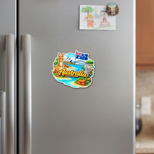 Image of Australia Fridge Magnet Country Theme Souvenir Wooden Refrigerator Stylish Fridge Magnet - Perfect Souvenir Gift for Brother, Sister, Kids | Kitchen Decor | Fridge Decoration