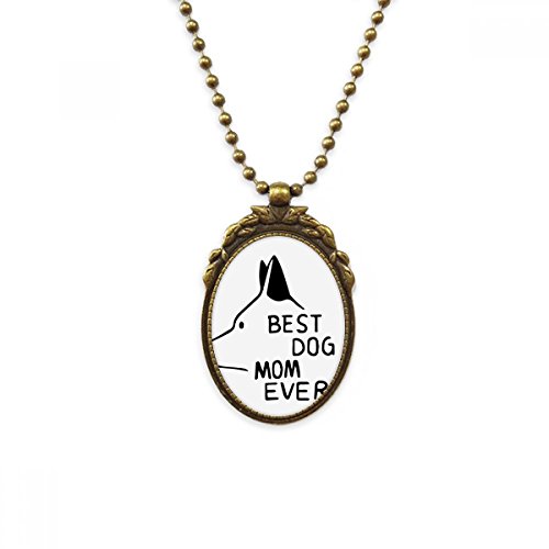 Collier vintage en laiton antique deluxe gravé Chien Mom pendentif au design raffiné pour elle
