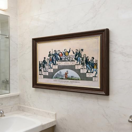 Toile fine Drunkards Progress Nathaniel Currier, cadre suspendu haute finition