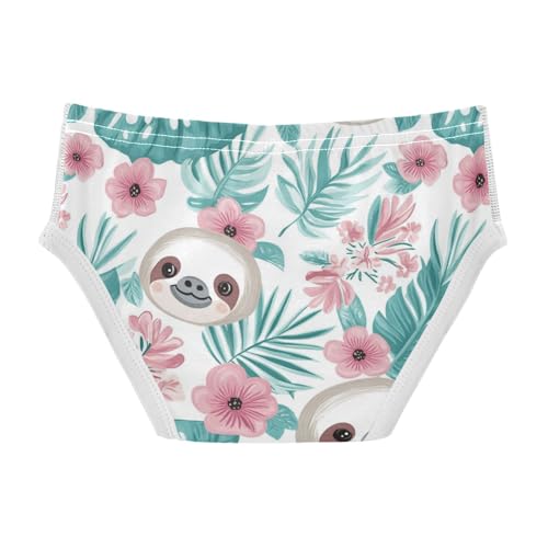 Wusikd Cartoon Sloth Boys' Underwear Cotton Pink Flowers Boys Briefs Soft Toddler Underwear 2T2
