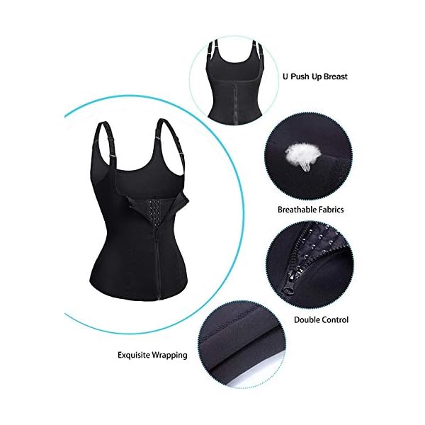 Nebility-Women-Waist-Trainer-Corset-Zipper-Vest-Body-Shaper-Cincher-Tank-Top-with-Adjustable-Straps Nebility Women Waist Trainer Corset Zipper Vest Body Shaper Cincher Tank Top with Adjustable Straps (4XL, Black)