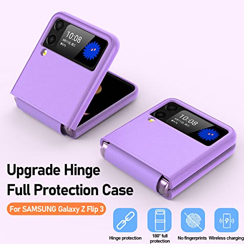 Goosebox Z Flip 3 5G Case Hinge,Samsung Flip 3 Case With Hinge Protection,Flip Z 3 Case Shockproof,Ultra Thin Hard Pc Shookproof Folding Anti-Drop Wear-Resistant For Samsung Galaxy Z Flip 3 (Purple) #TOP1